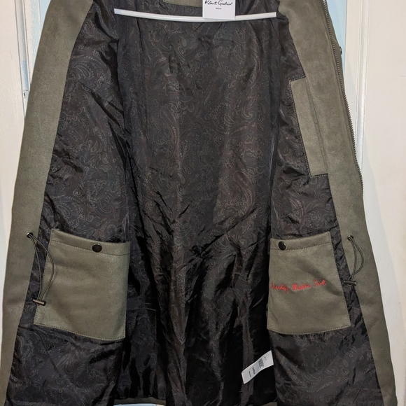 Robert Graham Men's Large Olive Green Button Zip Soft Shell Field Jacket New - Picture 5 of 14